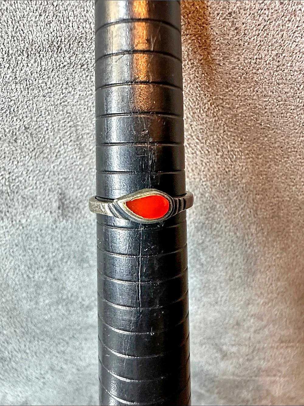 Red Oval Stone Ring Size 6.5 Sterling Silver